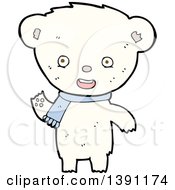 Clipart Of A Cartoon Teddy Polar Bear Wearing A Scarf Royalty Free Vector Illustration by lineartestpilot