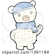 Clipart Of A Cartoon Polar Bear Wearing A Scarf Royalty Free Vector Illustration by lineartestpilot