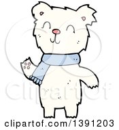 Poster, Art Print Of Cartoon Polar Bear Wearing A Scarf