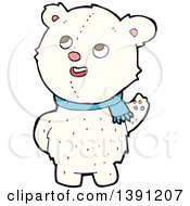 Poster, Art Print Of Cartoon Teddy Polar Bear Wearing A Scarf