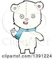 Poster, Art Print Of Cartoon Teddy Polar Bear Wearing A Scarf