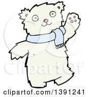 Poster, Art Print Of Cartoon Polar Bear Wearing A Scarf