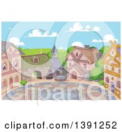 Poster, Art Print Of Courtyard And Cute Little Town On A Sunny Day