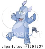 Poster, Art Print Of Cartoon Happy Rhino Dancing