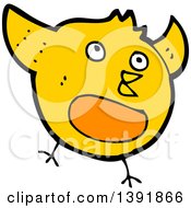 Clipart Of A Cartoon Yellow Bird Royalty Free Vector Illustration by lineartestpilot