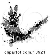 Abstract Crow Or Raven Made Of Black And Gray Circles In Flight Clipart Illustration