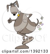 Poster, Art Print Of Brown Dog Walking Upright And Farting