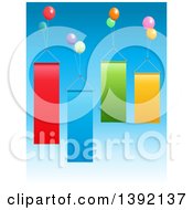 Poster, Art Print Of Floating Party Balloons And Blank Banners