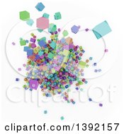 Poster, Art Print Of Background Of An Aerial View On 3d Colorful Cubes Resembling A Crowded Cityscape On White