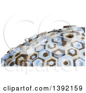 3d Abstract Brown Tan And Blue Hexagon Globe On White