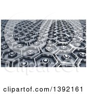 Clipart Of A 3d Abstract Metal Hexagon Textured Background Royalty Free Illustration