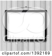 Clipart Of A 3d Blank Picture Frame Hanging On A Whitewash Wood Wall Royalty Free Vector Illustration by KJ Pargeter