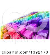 Poster, Art Print Of Tilted Background Of 3d Colorful Cubes Resembling A Crowded Cityscape On White