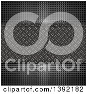 Clipart Of A Background Of Industrial Diamond Plate Metal And Grid Royalty Free Illustration