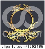 Poster, Art Print Of Golden Wreath Frame Over Gray