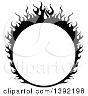 Poster, Art Print Of Black And White Round Flaming Label Frame Design