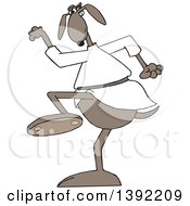 Clipart Of A Cartoon Brown Martial Arts Dog Doing A Karate Kick Royalty Free Vector Illustration