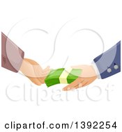 Poster, Art Print Of Rich And Poor Hands Exchanging Cash Money