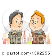 Clipart Of Cartoon Male Politicians With Folded Arms In Front Of A Crowd Royalty Free Vector Illustration