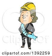Clipart Of A Cartoon Caucasian Female Politician Wearing A Hard Hat Royalty Free Vector Illustration