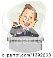 Poster, Art Print Of Cartoon White Male Politician Giving A Speech