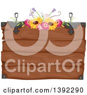 Poster, Art Print Of Rustic Themed Wooden Wedding Sign With Flowers