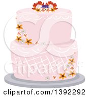 Poster, Art Print Of Garden Themed Wedding Cake With Flowers