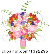 Clipart Of A Garden Themed Wedding Floral Bouquet Royalty Free Vector Illustration