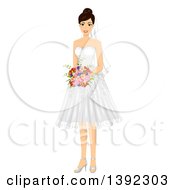 Poster, Art Print Of Brunette White Bride Posing In A Wedding Dress