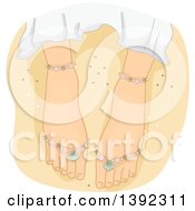Clipart Of A Beach Wedding Themed Brides Feet On Sand Royalty Free Vector Illustration by BNP Design Studio