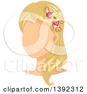 Clipart Of A Faceless Blond White Female Bride With Rustic Or Garden Themed Flowers In Her Hair Royalty Free Vector Illustration