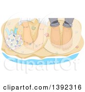Poster, Art Print Of Feet Of A Newlywed Couple Standing At The Edge Of The Surf On A Beach