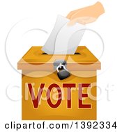 Hand Inserting A Voters Ballot In A Box