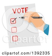 Poster, Art Print Of Man Checking A Box On A Voter Ballot