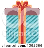 Clipart Of A Flat Design Gift Box Royalty Free Vector Illustration