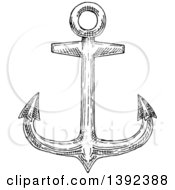 Poster, Art Print Of Black And White Sketched Anchor