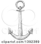 Poster, Art Print Of Black And White Sketched Anchor