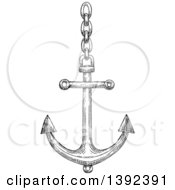 Poster, Art Print Of Black And White Sketched Anchor