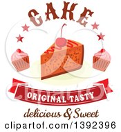 Clipart Of A Cake Design With Cupcakes Stars And Text Royalty Free Vector Illustration