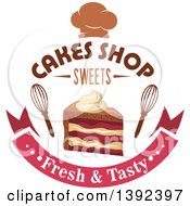 Poster, Art Print Of Slice Of Cake And Whisks With Text