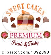 Clipart Of A Cake With Chocolate Hearts And Text Royalty Free Vector Illustration