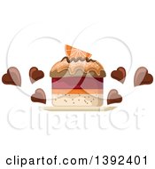 Clipart Of A Cake With Chocolate Hearts Royalty Free Vector Illustration