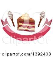 Poster, Art Print Of Slice Of Cake And Whisks Over A Banner