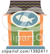 Poster, Art Print Of Flat Design Seafood Restaurant Store Front