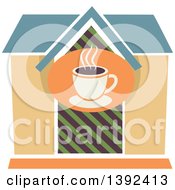Clipart Of A Flat Design Cafe Store Front Royalty Free Vector Illustration