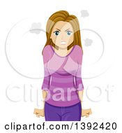 Clipart Of A Mad Blond White Teen Girl Royalty Free Vector Illustration