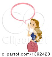 Clipart Of A Blond White Teen Girl Looking Back And Talking Royalty Free Vector Illustration