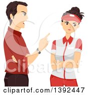 Poster, Art Print Of Mad Male Manager Lecturing An Annoyed Teenage Girl