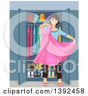 Poster, Art Print Of Teenage Guy Cross Dresser Holding A Dress