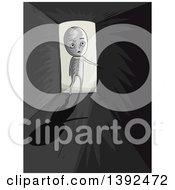 Clipart Of A Man Entering A Dark Room Royalty Free Vector Illustration